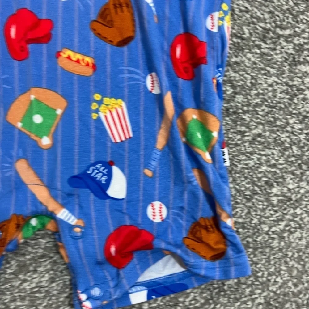 Little sleepies Blue Baseball Print Baby Romper 3T